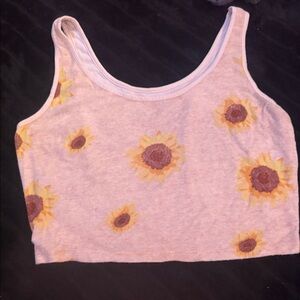 SO Sunflower Patterned Crop Top - Yellow and Brown